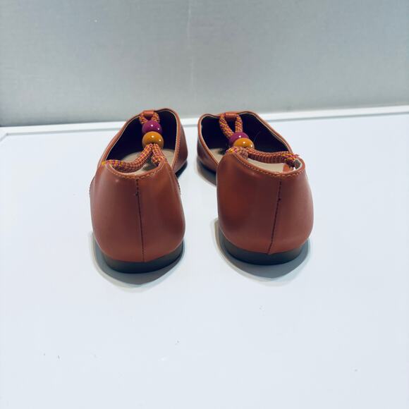Gabriela Pumpkin Orange Beads Pointed Toe Flats Size BRAZIL 37 US 8 - Picture 7 of 12